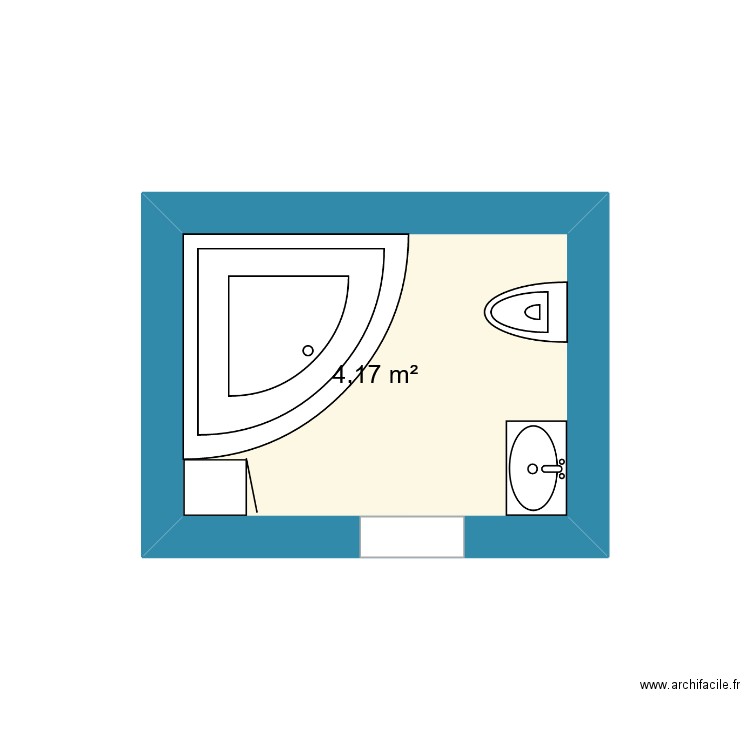 SDB. Plan de 1 pièce et 4 m2