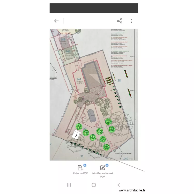 atelier - verger. Plan de 