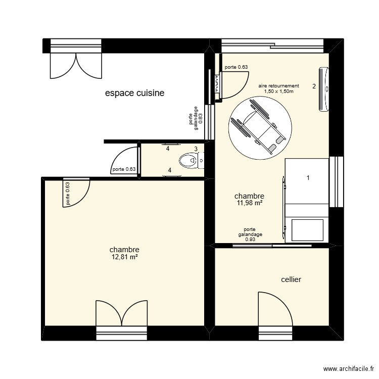 Berthome Projet. Plan de 4 pièces et 31 m2