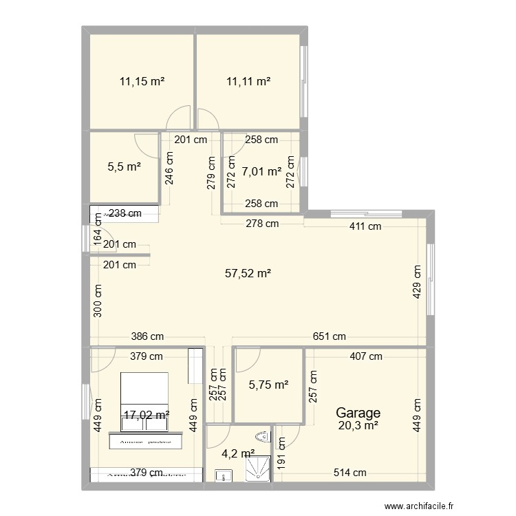 Maison en L 119m². Plan de 0 pièce et 0 m2