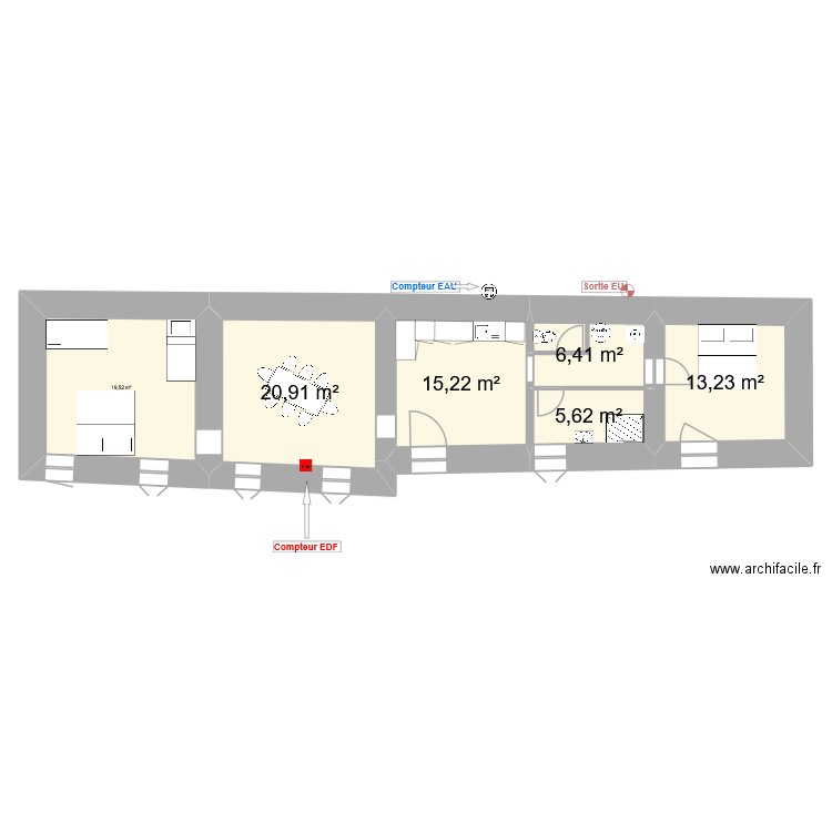 n°4 Brion. Plan de 6 pièces et 81 m2