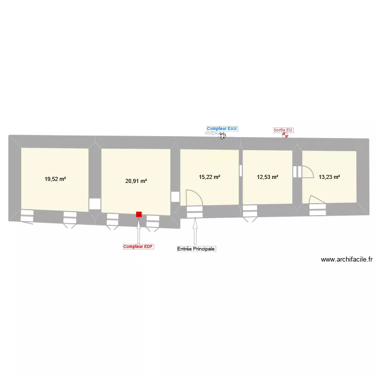 n&deg;4 Brion. Plan de 5  et 81 m²