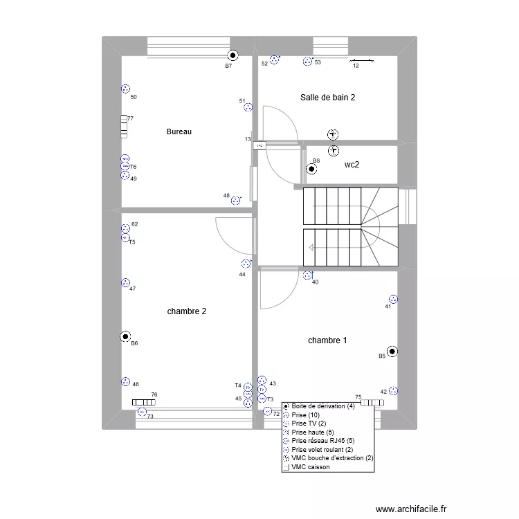 chalet zinc 1er etage prise de courant. Plan de 