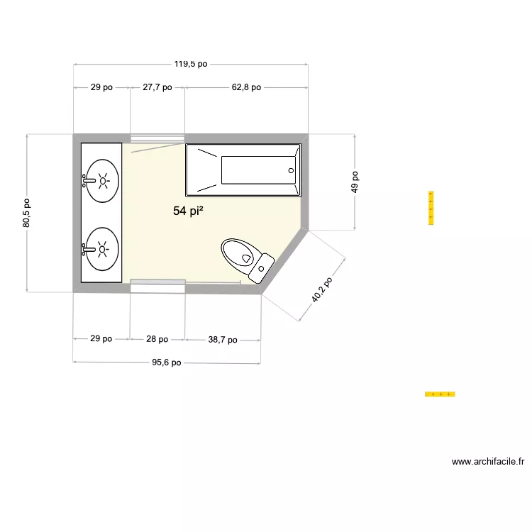 Salle de bain_2. Plan de 1 Pièce et 5 m² Salle de bain_2. Plan de 1 Pièce et 5 m²