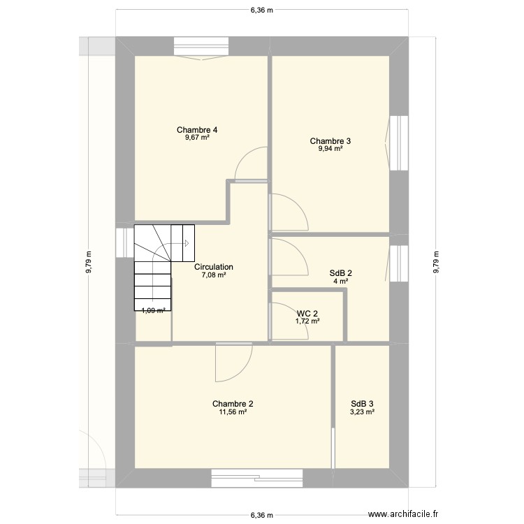 Couture. Plan de 15 pièces et 142 m2