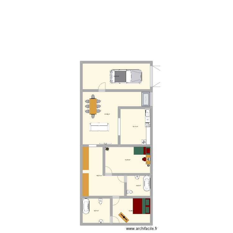maison dream house. Plan de 8 pièces et 131 m2