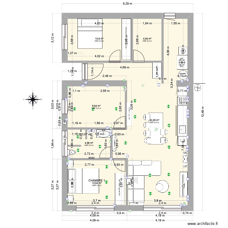 MAISON GARRAGE CUISINE agr version 2. Plan de 6 pièces et 84 m2