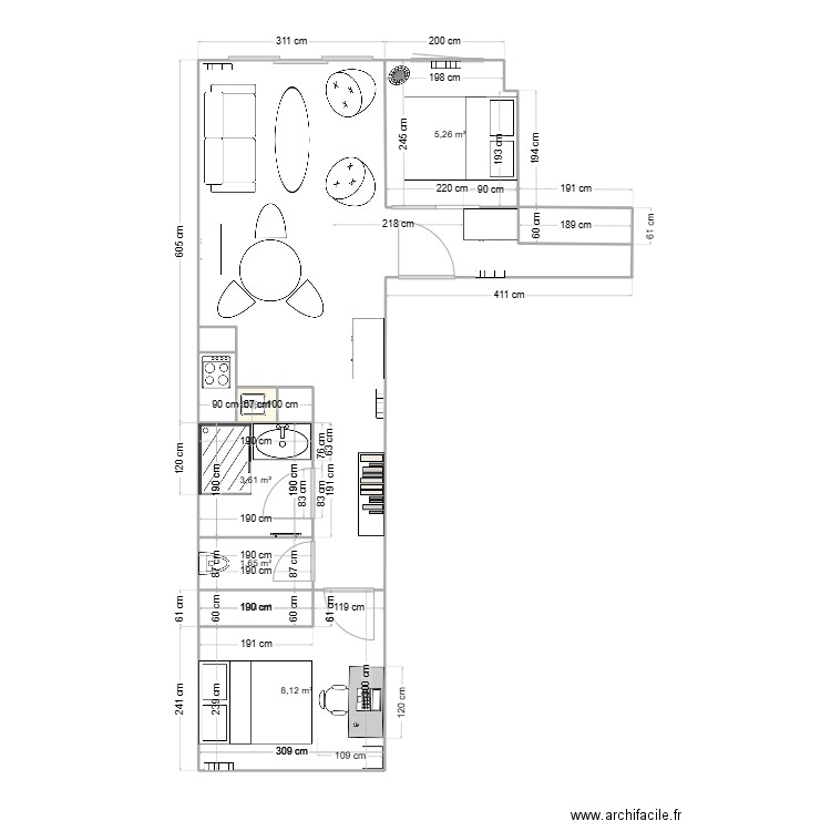 LABICHE . Plan de 6 pièces et 20 m2