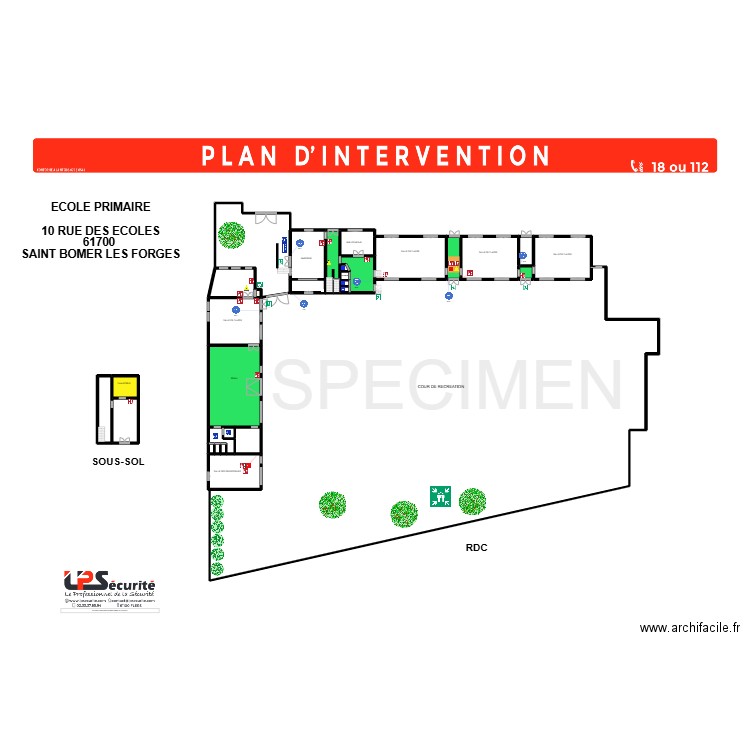 ECOLE PRIMAIRE SAINT BOMER LES FORGES. Plan de 31 pièces et 2625 m2