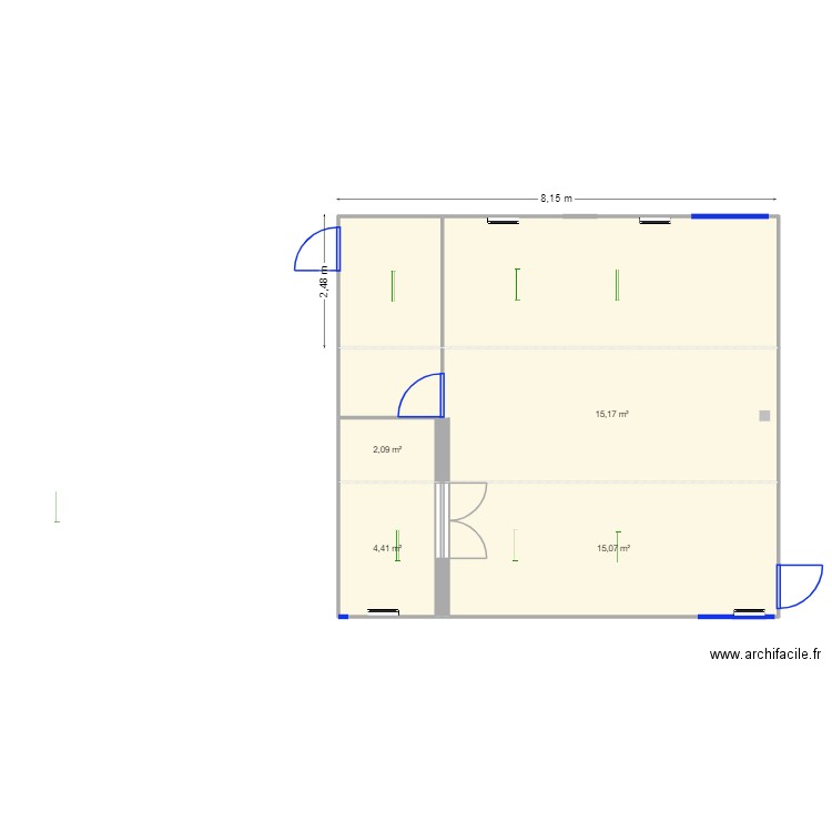 paf. Plan de 7 pièces et 59 m2