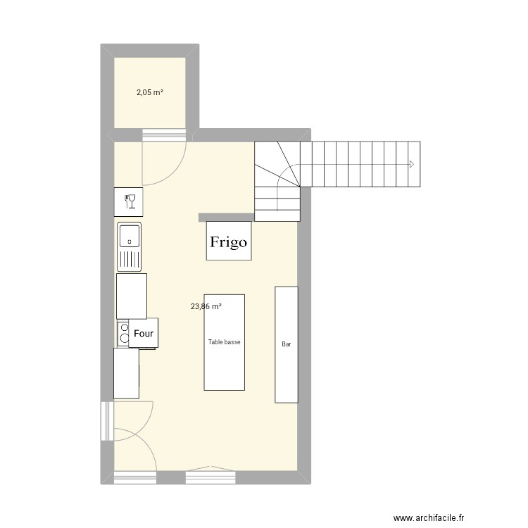 Plan2 ok. Plan de 2 pièces et 26 m2