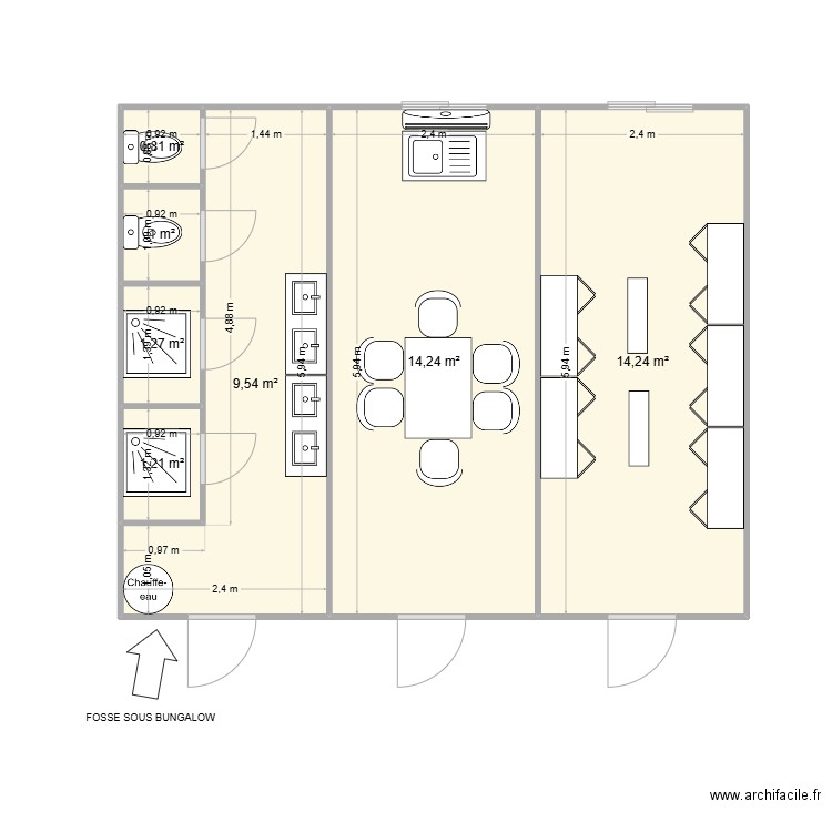 EIFFAGE CHANTIER SAINT LEGER SOUS BEUVRAY 71. Plan de 7 pièces et 42 m2
