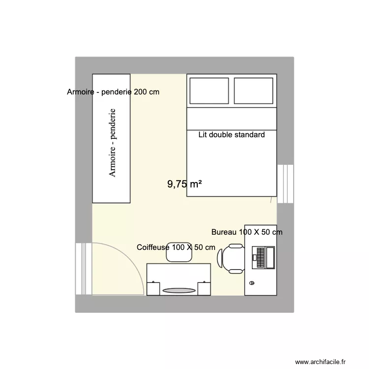 Chambre Zoé. Plan de 1 et 10 m² Chambre Zoé. Plan de 1 et 10 m²