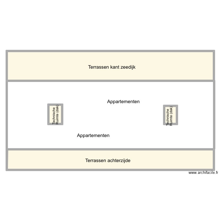 Ambassade -dak kant Zeedijk. Plan de 4 pièces et 217 m2