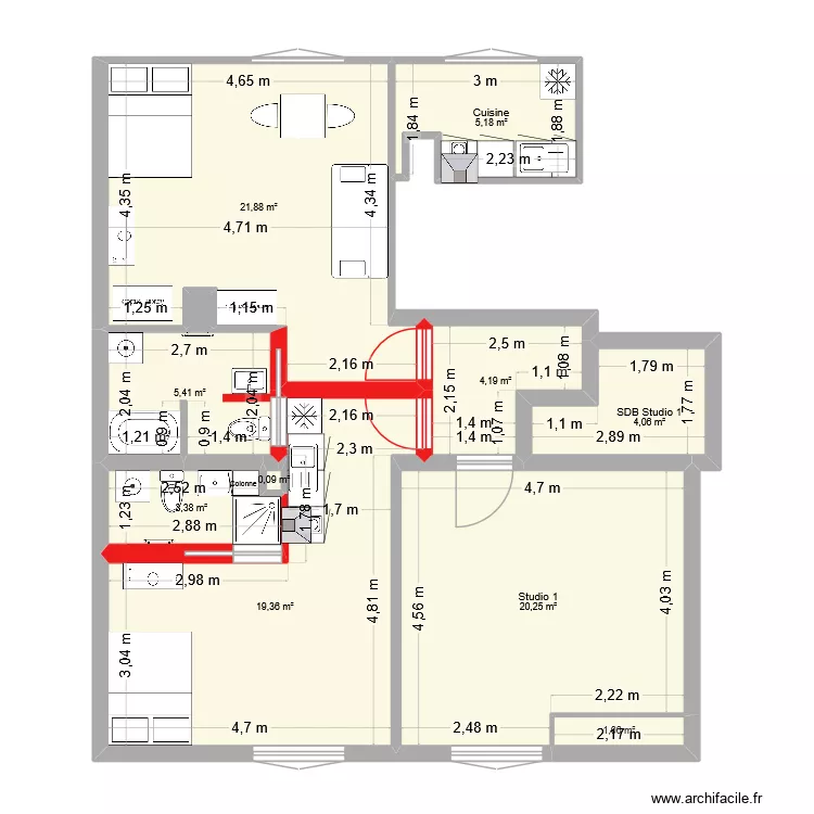 Studios Thyez 2ème étage OK Essai 2. Plan de 13 pièces et 259 m² Studios Thyez 2ème étage OK Essai 2. Plan de 13 pièces et 259 m²