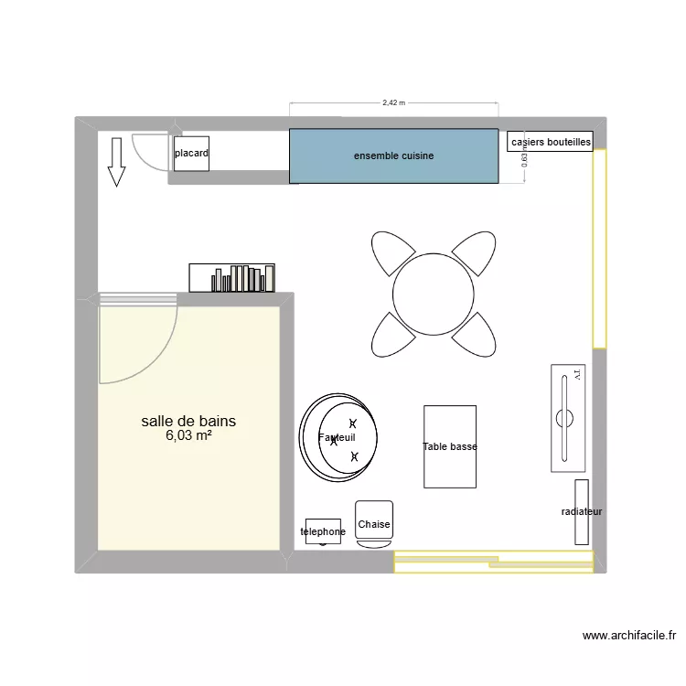 appart jaja 02. Plan de 1 pièce et 6 m² appart jaja 02. Plan de 1 pièce et 6 m²