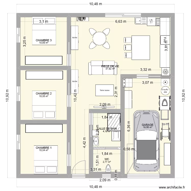 PLAN 21. Plan de 7  et 95 m²