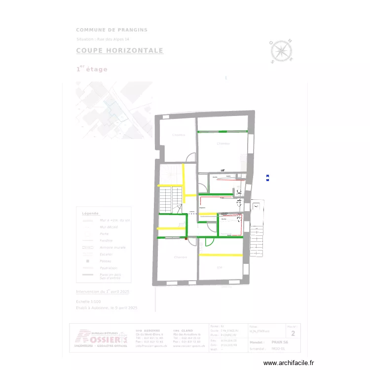 prangins l1 vide. Plan de 1  et 104 m²