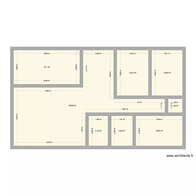 dffd. Plan de 8  et 105 m²