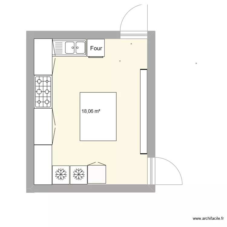 cuisine ali. Plan de 1 Pièce et 18 m² cuisine ali. Plan de 1 Pièce et 18 m²