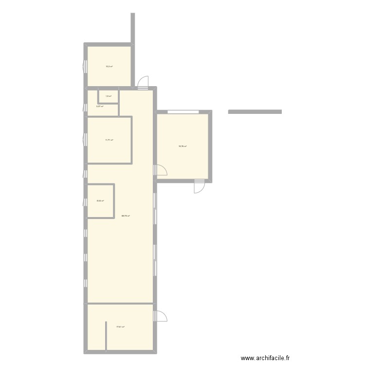 marsan bis. Plan de 8 pièces et 128 m2