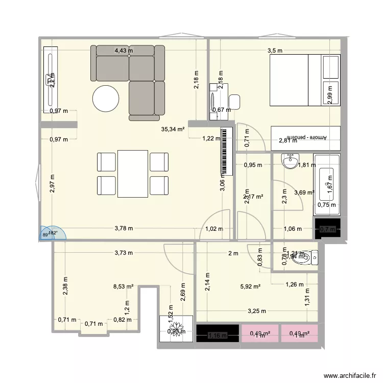 Appartement. Plan de 10  et 59 m²