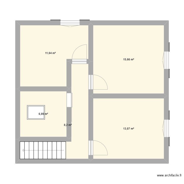 étage. Plan de 5 pièces et 56 m2