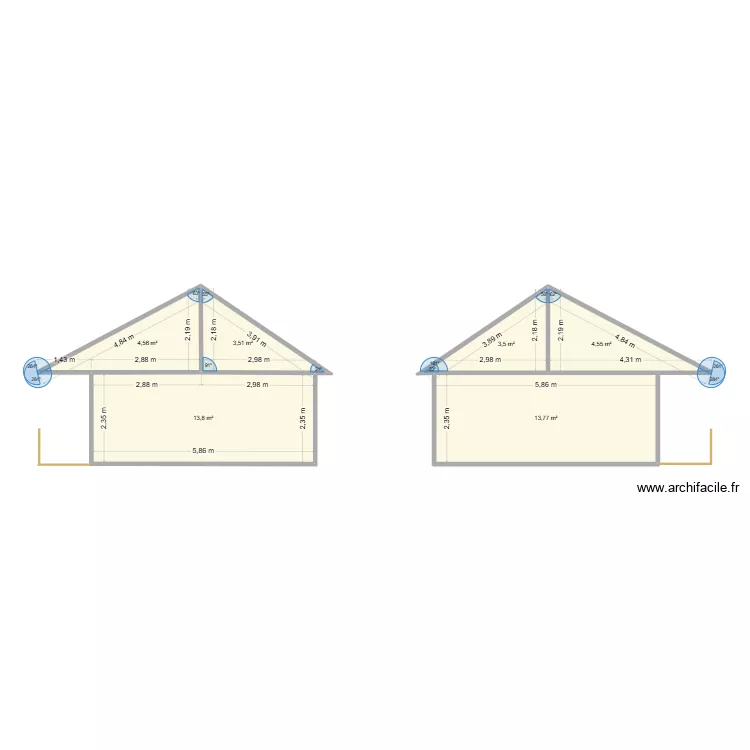 plan côté 2. Plan de 6 et 44 m² plan côté 2. Plan de 6 et 44 m²