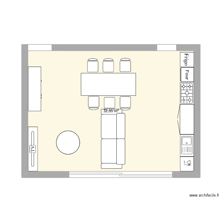 cuisine jemeppe. Plan de 1 pièce et 32 m2