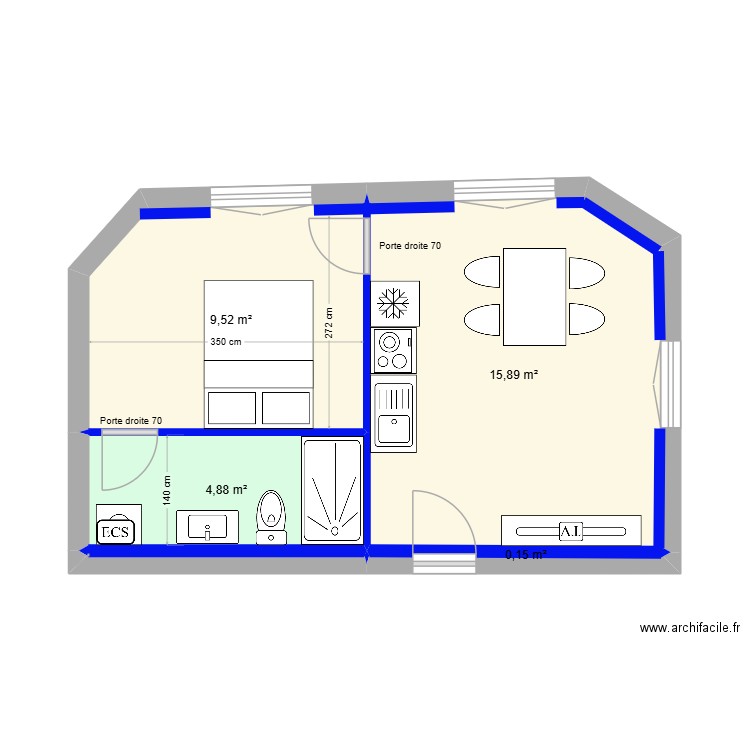 A01 - Saint Girons 4. Plan de 5 pièces et 31 m2