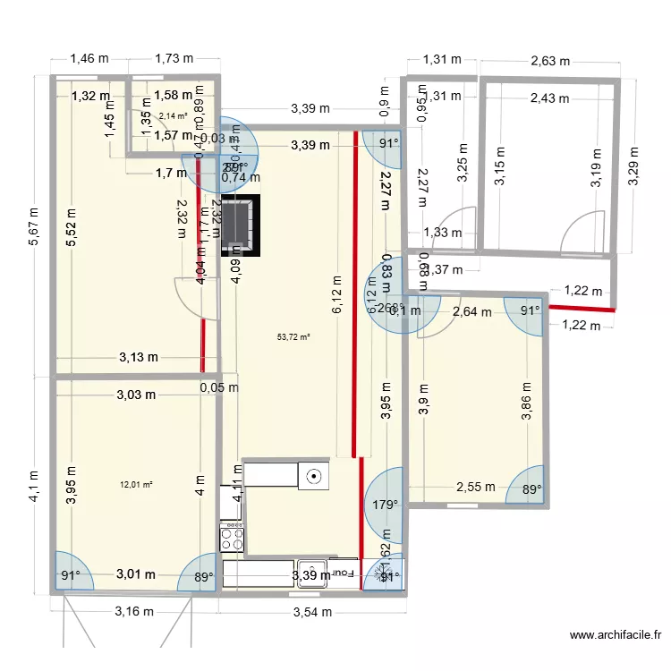 thomas meubl&eacute; 2. Plan de 3  et 68 m²