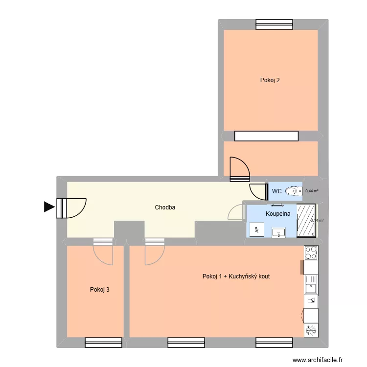 Hlavn&iacute; tř&iacute;da 583 byt 12. Plan de 11  et 83 m²