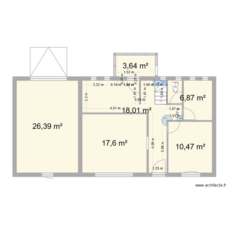 RANCE. Plan de 6 pièces et 84 m2