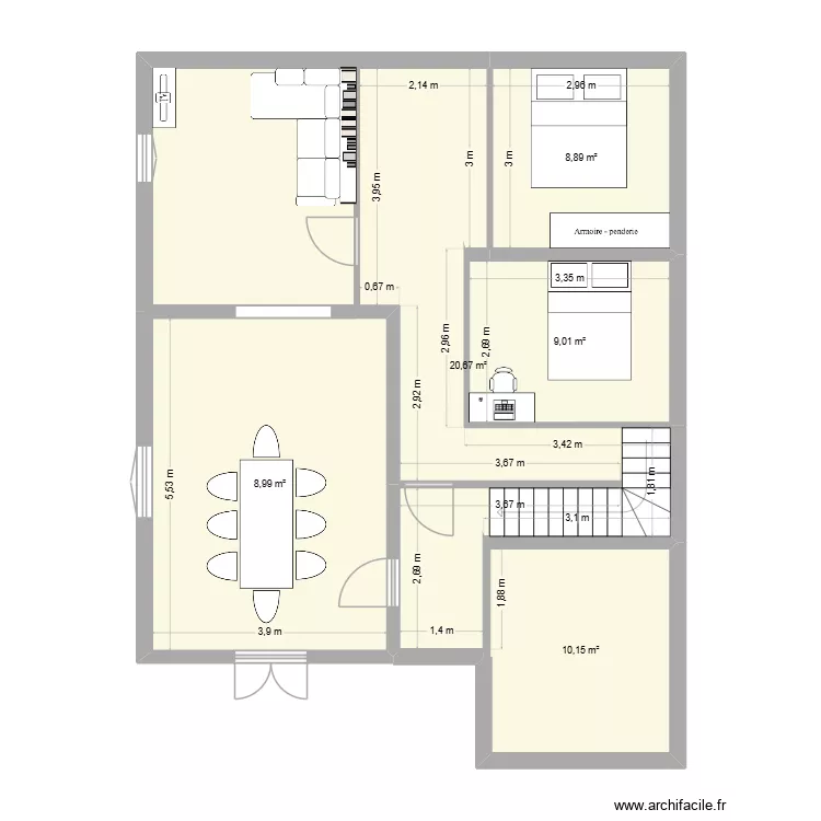 impasse duchesnes etage. Plan de 5  et 70 m²