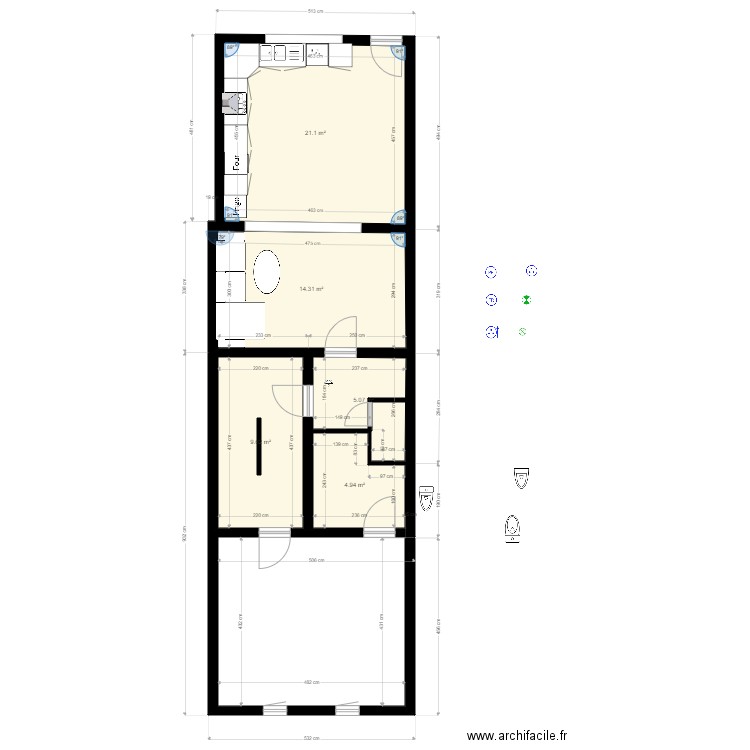 160. Plan de 5 pièces et 55 m2
