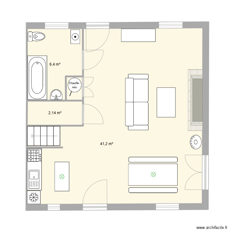 Mayres general. Plan de 3 pièces et 50 m2