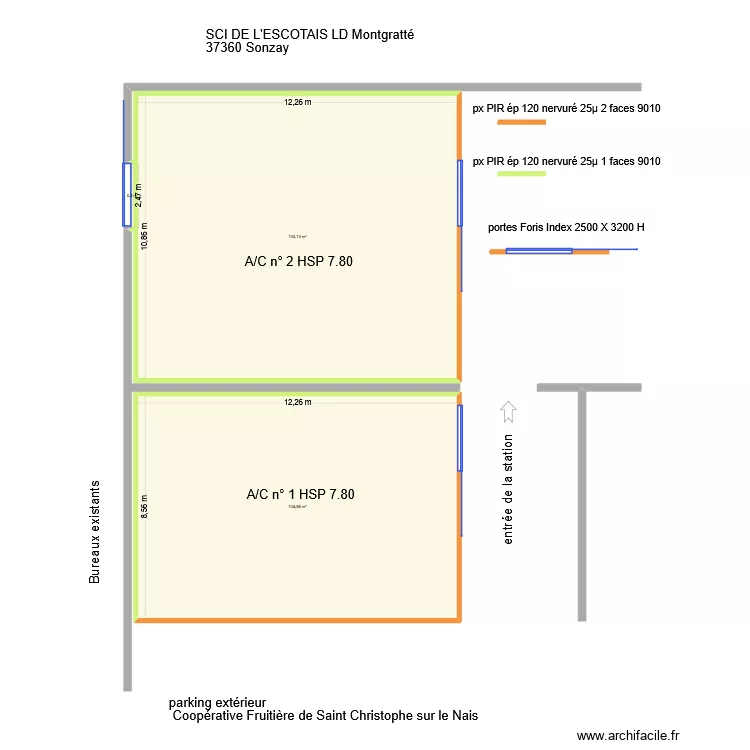 SCI de l'Escotais projet 1. Plan de 3 et 238 m² SCI de l'Escotais projet 1. Plan de 3 et 238 m²