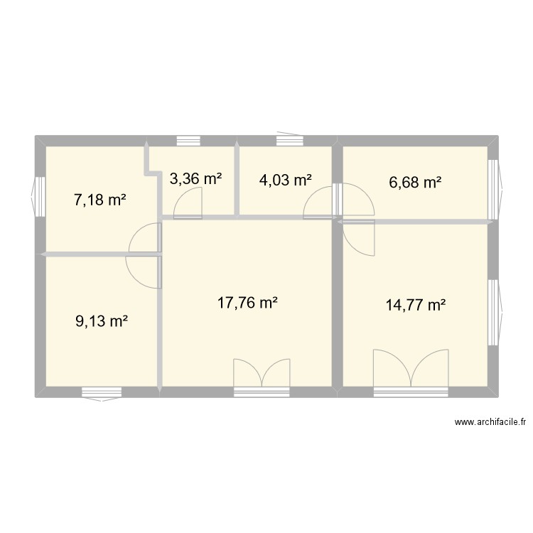 Plan Mamie. Plan de 7 pièces et 63 m2