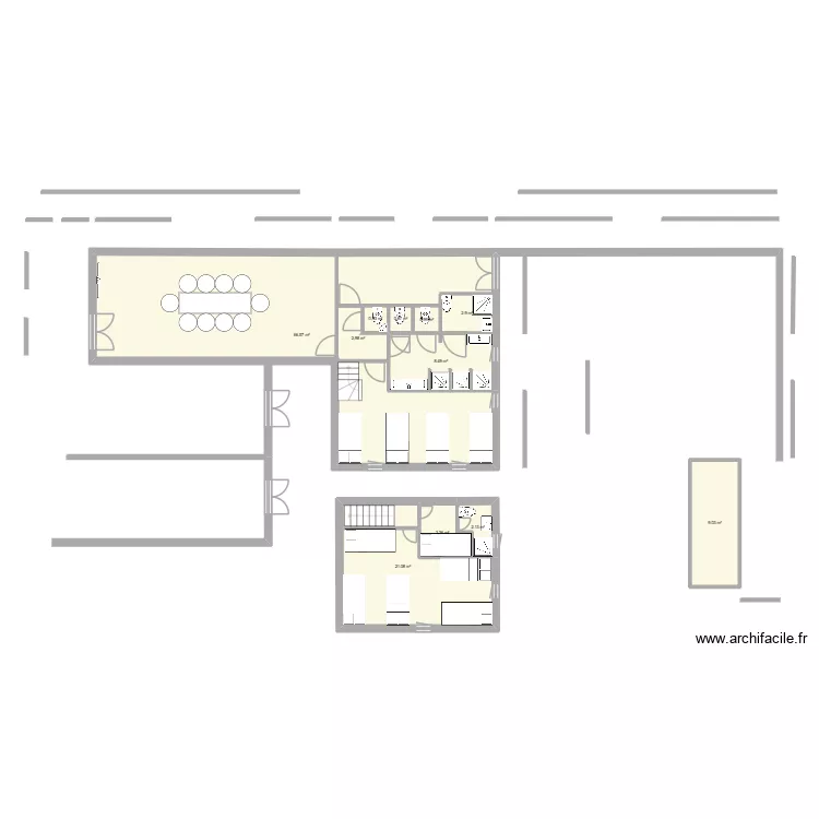dortoir 2. Plan de 11  et 119 m²