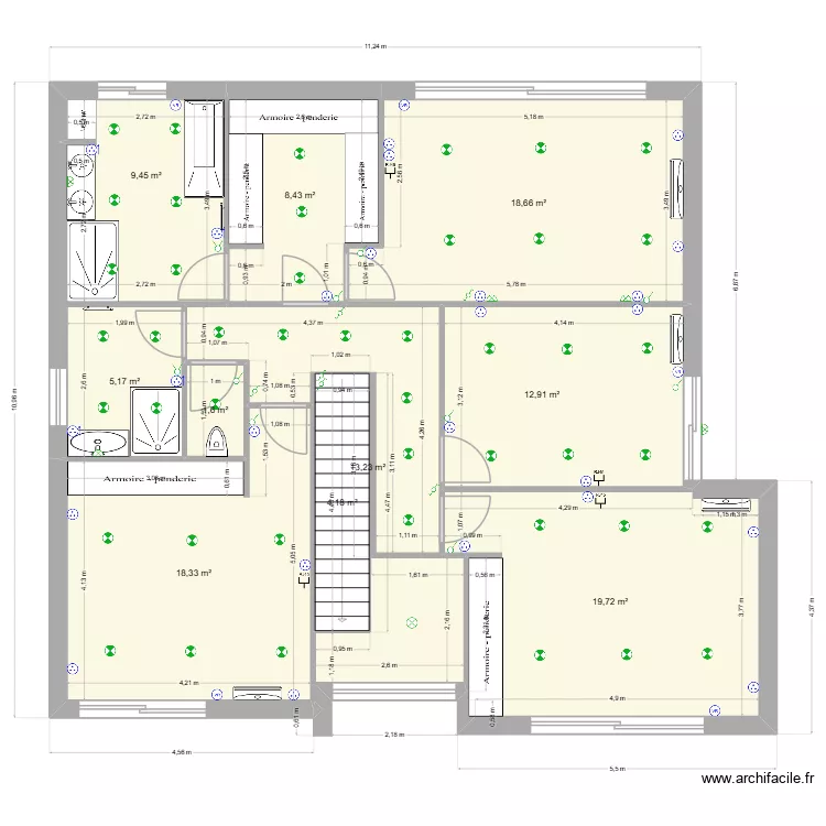 rdc Raouf. Plan de 20  et 344 m²