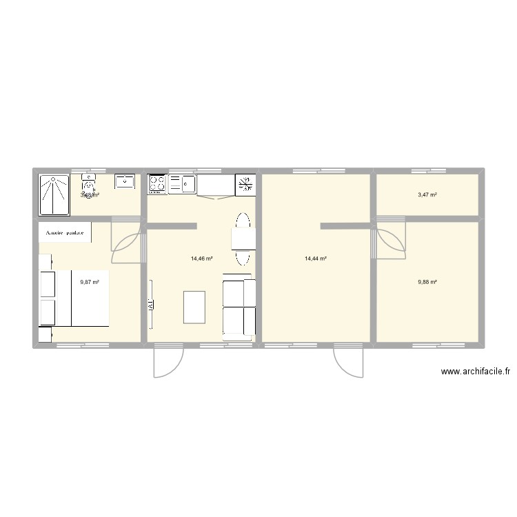 LAK. Plan de 6 pièces et 56 m2