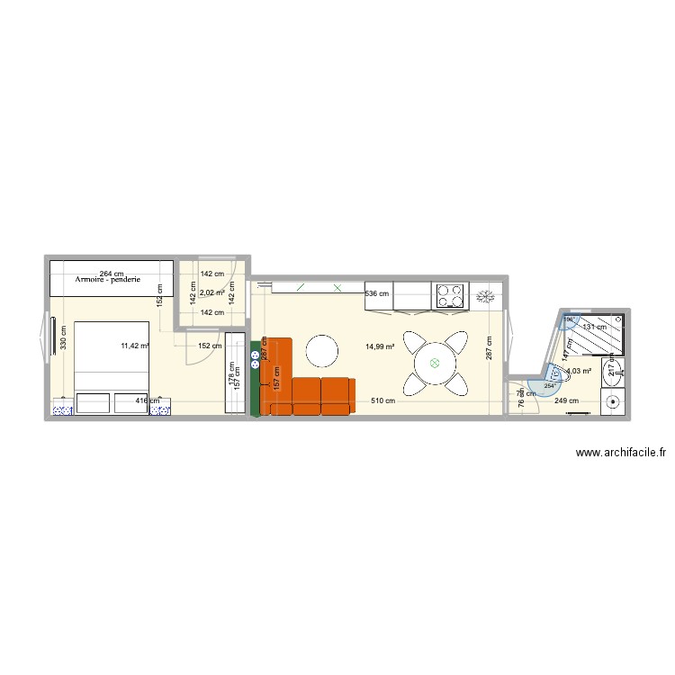 Henri 2 . Plan de 4 pièces et 32 m2