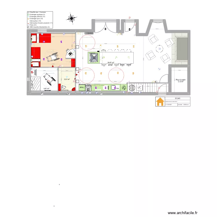 Yssingeaux Den Dulk M. RdC Modification 19_01_26. Plan de 13  et 87 m²