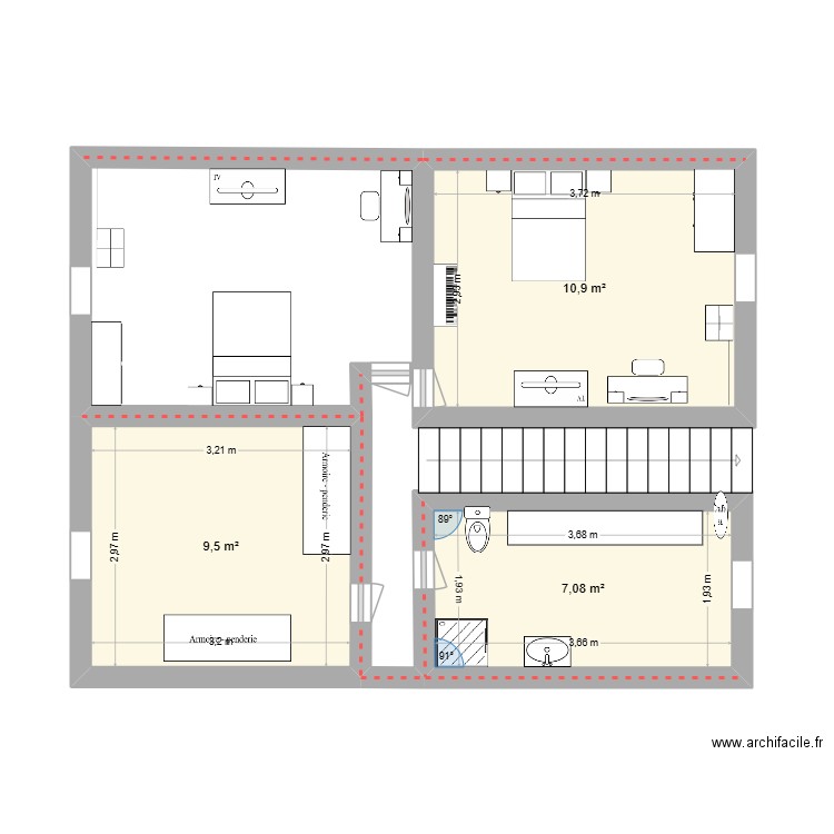 haut castellare. Plan de 3 pièces et 27 m2