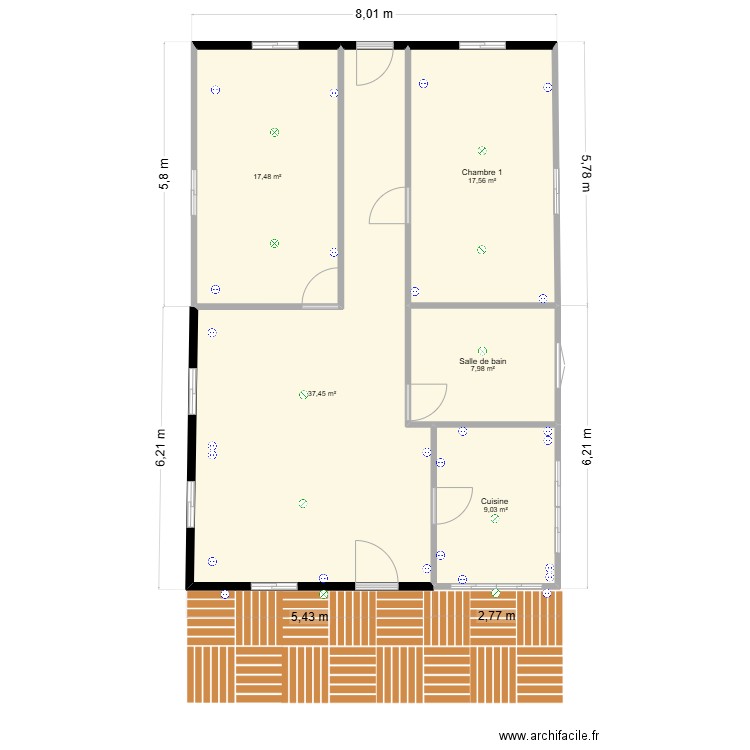 Plan Barboux. Plan de 5 pièces et 90 m2