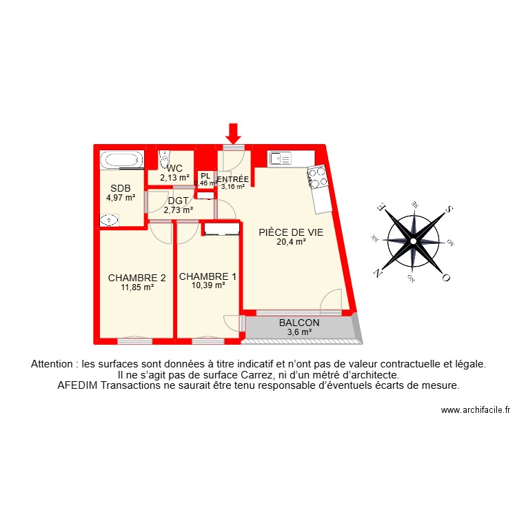 BI 26863. Plan de 13 pièces et 73 m2