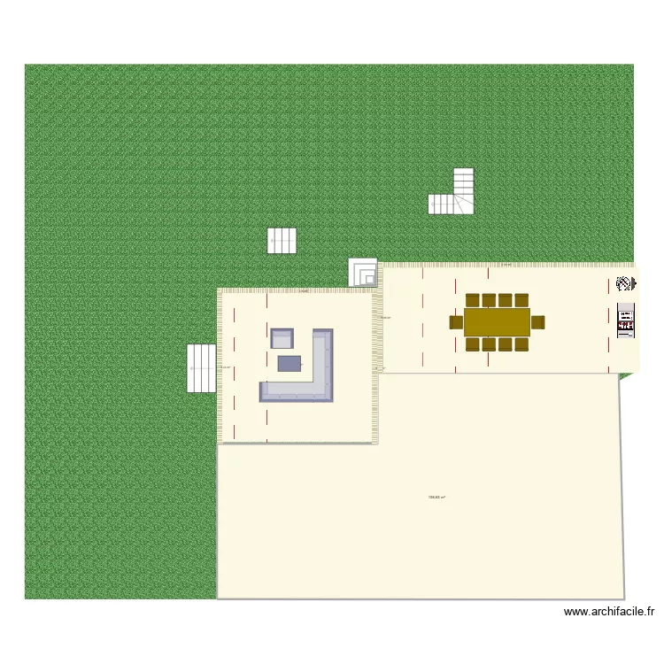 Terrasse 3. Plan de 1  et 137 m²