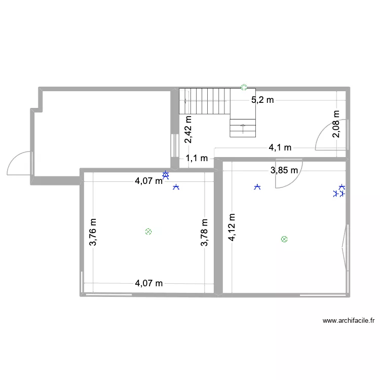 Base RDC. Plan de 4  et 53 m²