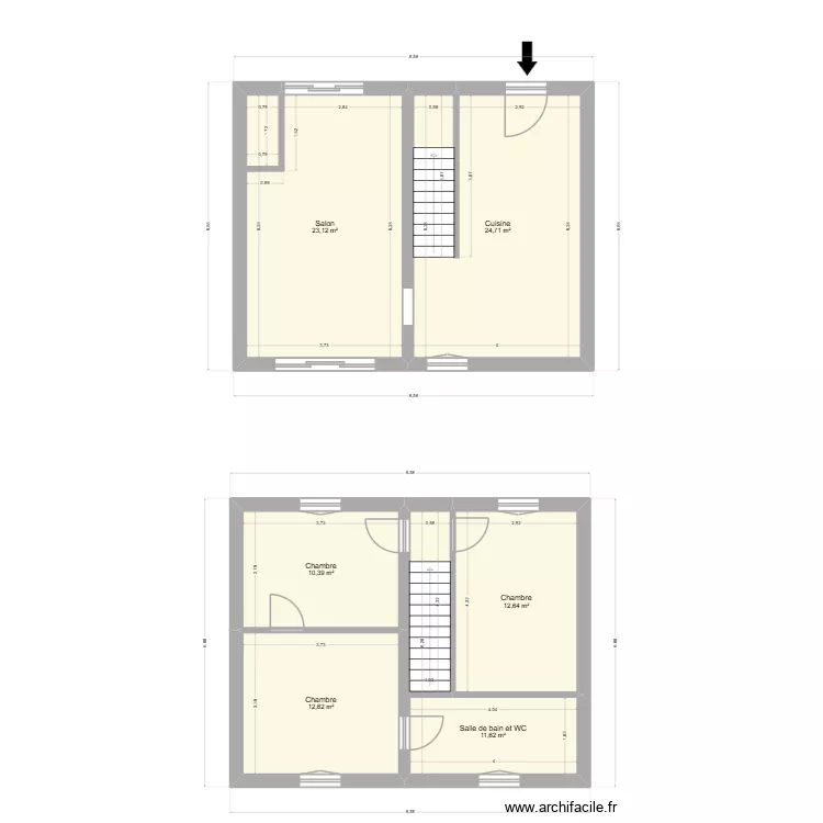 BOURDELOT. Plan de 6 pièces et 95 m²