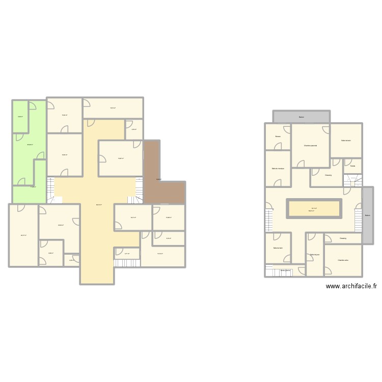 Rez de Chaussé. Plan de 35 pièces et 537 m2